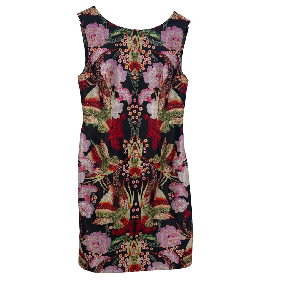 Payal Pratap‎ Floral Bird Asian Print Sleeveless Shift Dress 6 Anthropologie